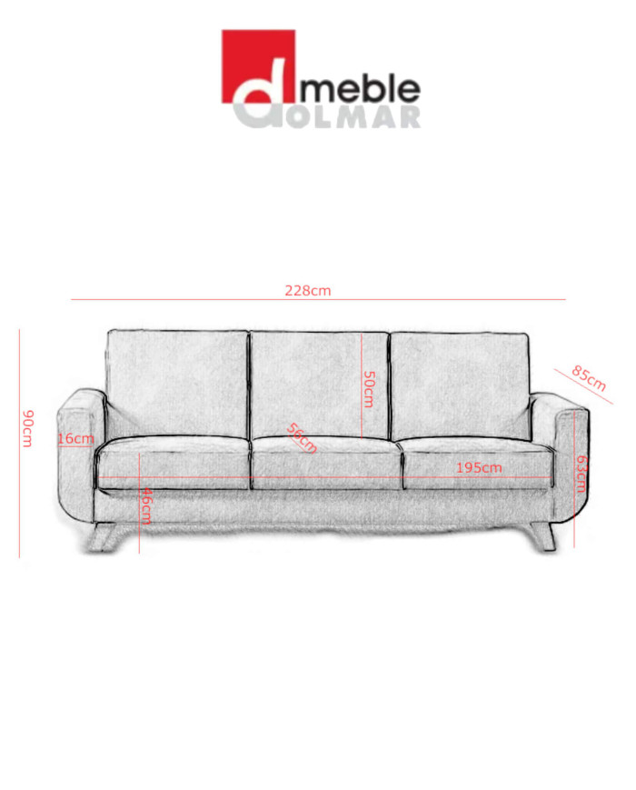 Wersalka Aramis 3 osobowa, pojemnik, funkcja spania, DOLMAR