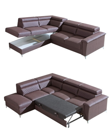 Narożnik Garry 2, funkcja spania, duży pojemnik, regulowane zagłówki, DOLMAR