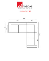 Narożnik modułowy Baltica 2, typ 3/FB+E+2/PB, funkcja spania, pojemnik, DOLMAR
