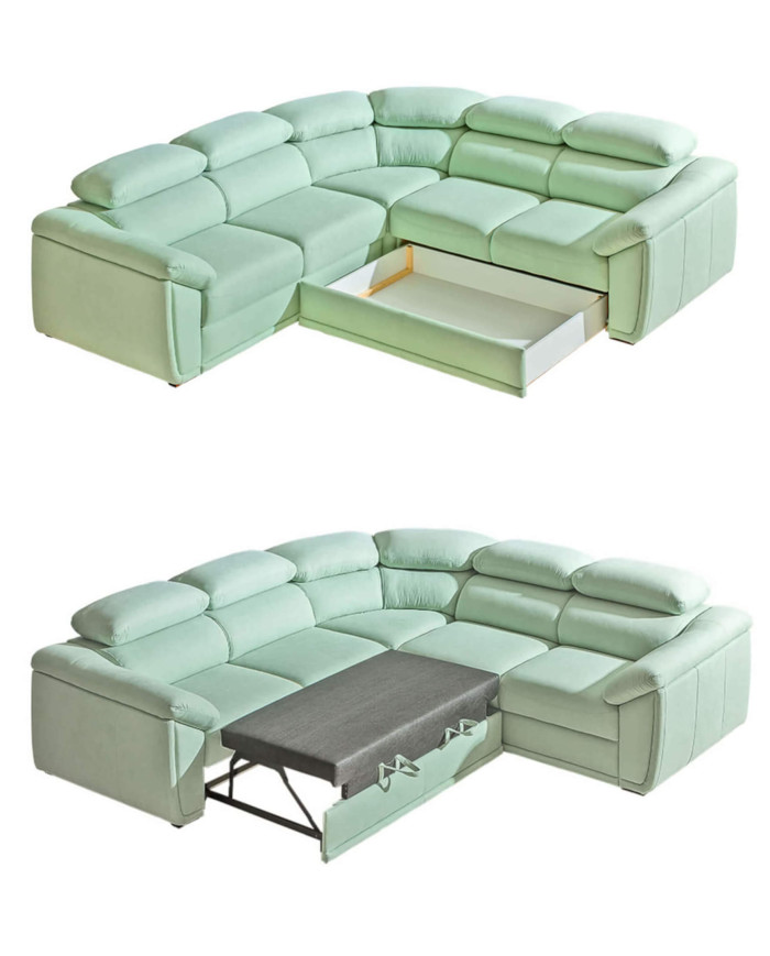 Narożnik Cadiz 3, funkcja spania, pojemnik, regulowane zagłówki, DOLMAR