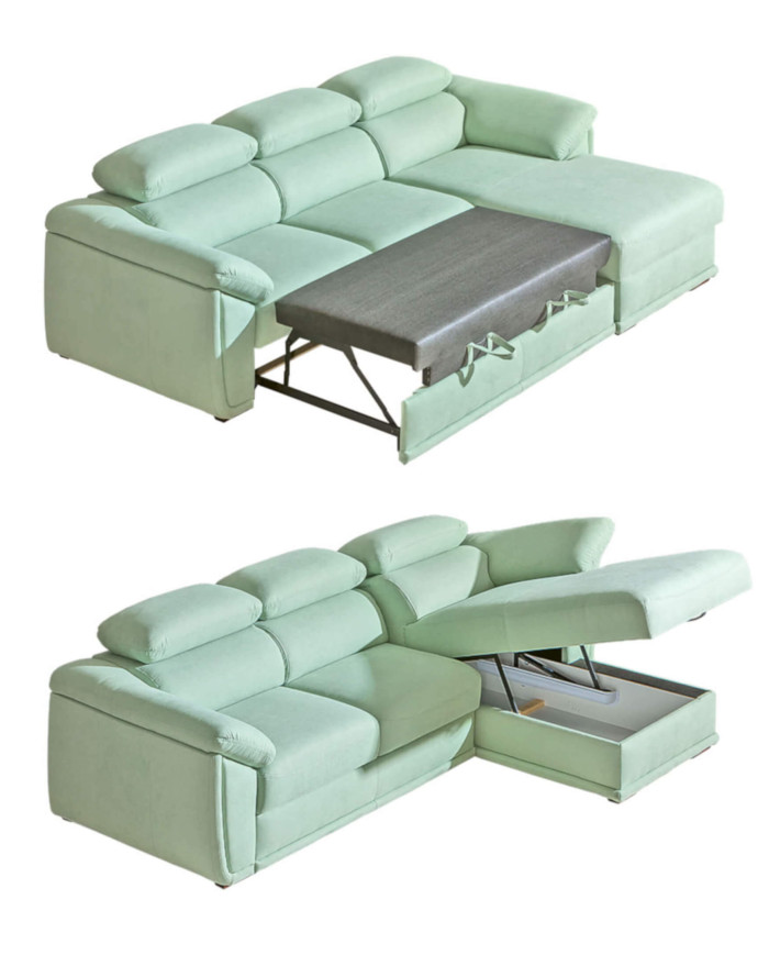 Narożnik Cadiz 1, funkcja spania, pojemnik, regulowane zagłówki, DOLMAR