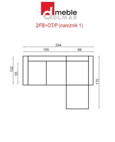 Narożnik Cadiz 1, funkcja spania, pojemnik, regulowane zagłówki, DOLMAR