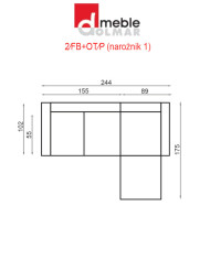 Narożnik Cadiz 1, funkcja spania, pojemnik, regulowane zagłówki, DOLMAR