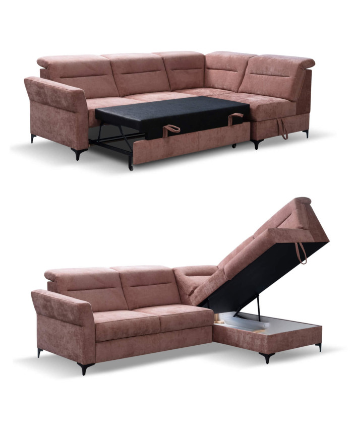 Narożnik Denver, funkcja spania, pojemnik, regulowane zagłówki, DOLMAR