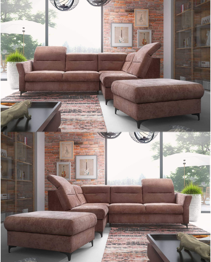 Narożnik Denver, funkcja spania, pojemnik, regulowane zagłówki, DOLMAR