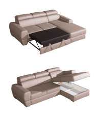 Narożnik Vento 1, 3/FB+OT/P, funkcja spania, pojemnik, regulowane zagłówki, DOLMAR