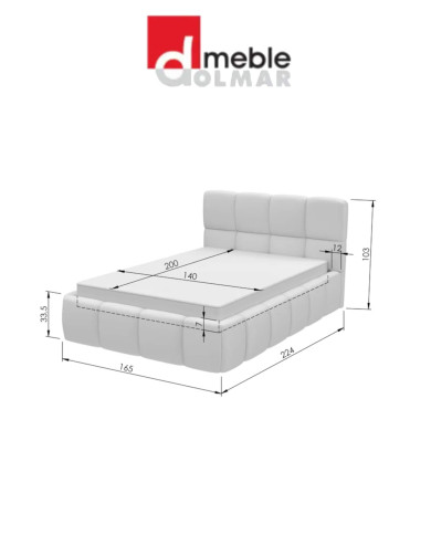 Łóżka tapicerowane Dream 140x200 cm, stelaż z podnośnikami, pojemnik, DOLMAR