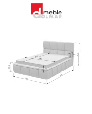 Łóżka tapicerowane Dream 140x200 cm, stelaż z podnośnikami, pojemnik, DOLMAR