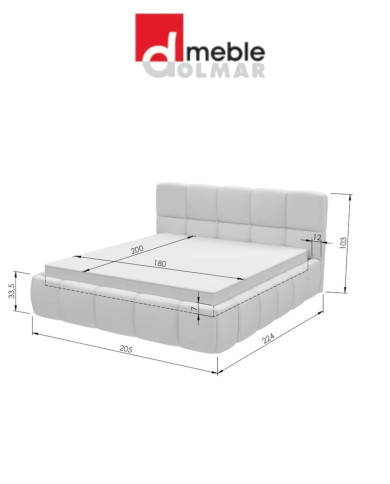 Łóżka tapicerowane Dream 180x200 cm, stelaż z podnośnikami, pojemnik, DOLMAR