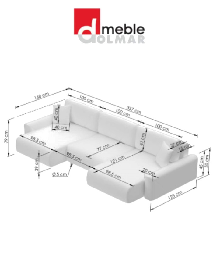 Narożnik Rima 2, funkcja spania, pojemnik, DOLMAR