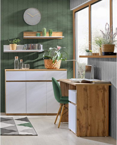 Regał Arca AR2, dwudrzwiowy, biel arktyczna/dąb wotan, DOLMAR