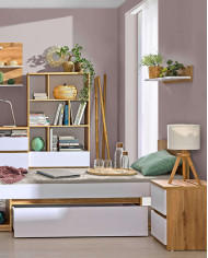 Regał Arca AR3, biel arktyczna/dąb wotan, z drzwiami i szufladą, DOLMAR