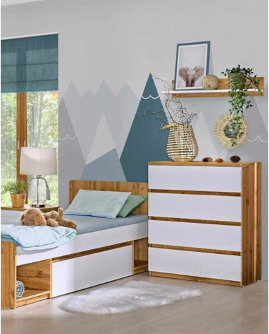 Komoda Arca AR5 z szufladami, biel arktyczna/ dąb wotan, DOLMAR