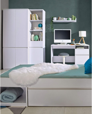 Szafka nocna Arca AR10, biel arktyczna, dwie szuflady, DOLMAR