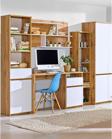 Szafka nocna Arca AR10, biel arktyczna/ dąb wotan, dwie szuflady, DOLMAR