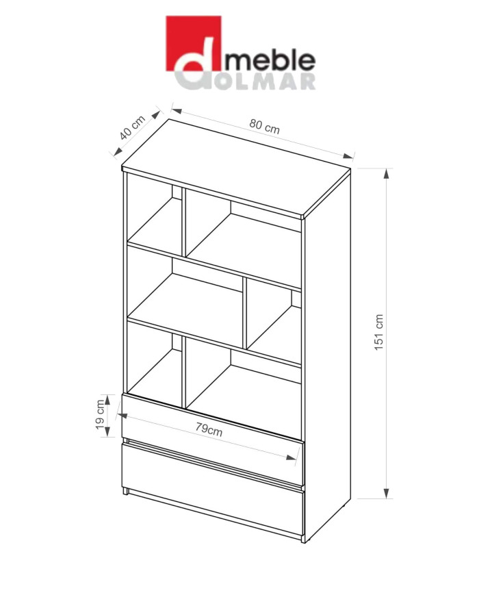 Regał Arca AR4 z szufladami, biel arktyczna/dąb wotan, DOLMAR