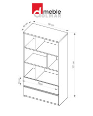 Regał Arca AR4 z szufladami, biel arktyczna/dąb wotan, DOLMAR