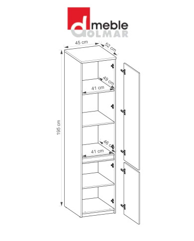 Regał Arca AR2, dwudrzwiowy, biel arktyczna/dąb wotan, DOLMAR