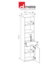 Regał Arca AR3, biel arktyczna, z drzwiami i szufladą, DOLMAR
