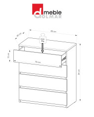 Komoda Arca AR5 z szufladami, biel arktyczna, DOLMAR