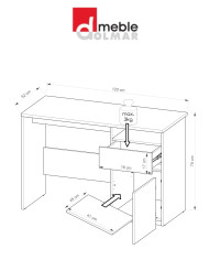 Biurko Arca AR7 z szufladą i drzwiczkami, biel arktyczna/ dąb wotan, DOLMAR