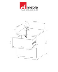 Szafka nocna Arca AR10, biel arktyczna/ dąb wotan, dwie szuflady, DOLMAR