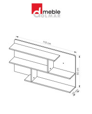 Regał wiszący Arca AR12, biel arktyczna/ dąb wotan, DOLMAR