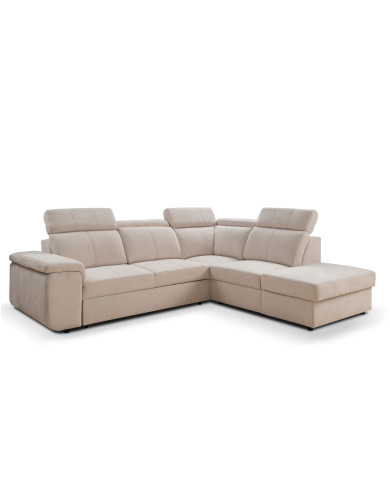 Narożnik Leon, funkcja spania, pojemnik, regulowane zagłówki, ROBE