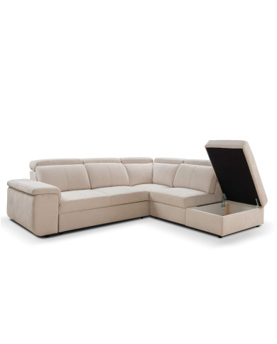 Narożnik Leon, funkcja spania, pojemnik, regulowane zagłówki, ROBE