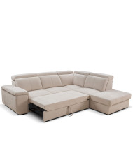 Narożnik Leon, funkcja spania, pojemnik, regulowane zagłówki, ROBE