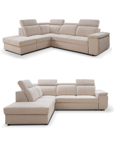 Narożnik Leon, funkcja spania, pojemnik, regulowane zagłówki, ROBE