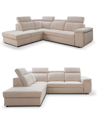 Narożnik Leon, funkcja spania, pojemnik, regulowane zagłówki, ROBE