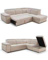 Narożnik Leon, funkcja spania, pojemnik, regulowane zagłówki, ROBE