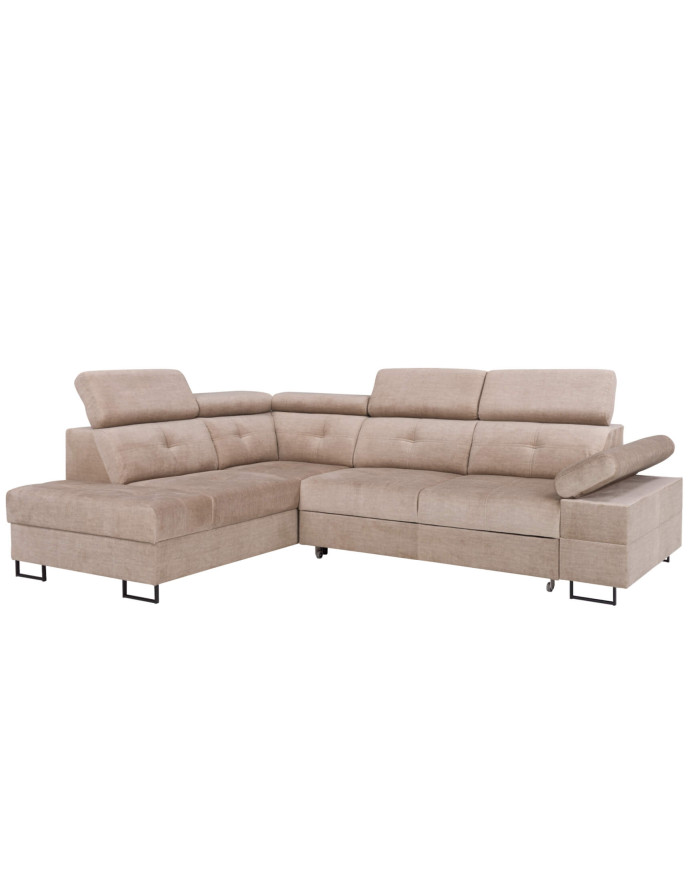 Narożnik Luis Lux, funkcja spania, pojemnik, regulowane zagłówki i podłokietniki, ROBE