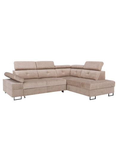 Narożnik Luis Lux, funkcja spania, pojemnik, regulowane zagłówki i podłokietniki, ROBE