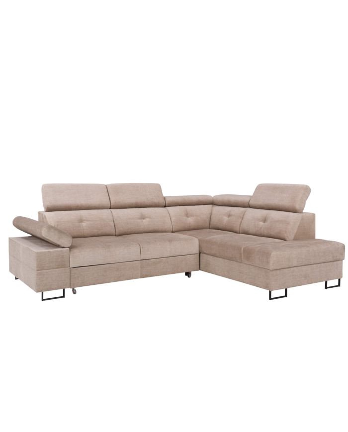 Narożnik Luis Lux, funkcja spania, pojemnik, regulowane zagłówki i podłokietniki, ROBE