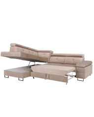 Narożnik Luis Lux, funkcja spania, pojemnik, regulowane zagłówki i podłokietniki, ROBE