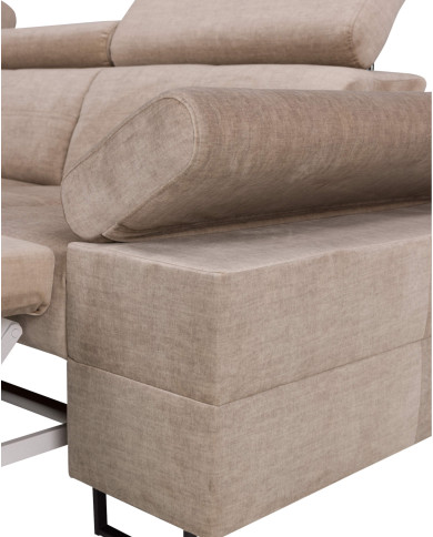 Narożnik Luis Lux, funkcja spania, pojemnik, regulowane zagłówki i podłokietniki, ROBE