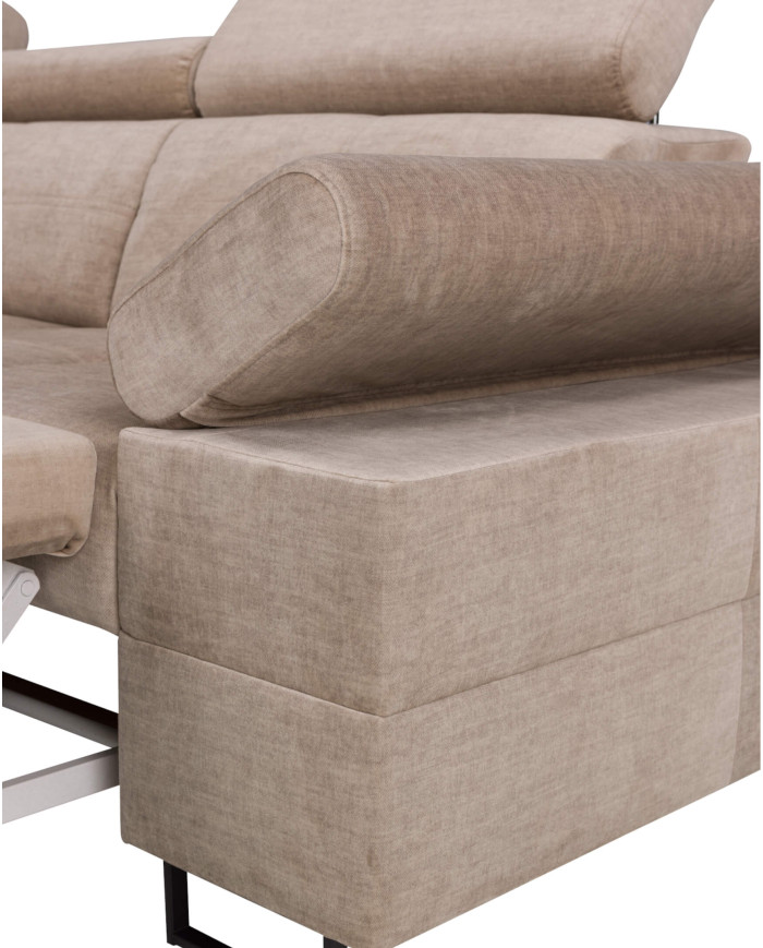 Narożnik Luis Lux, funkcja spania, pojemnik, regulowane zagłówki i podłokietniki, ROBE