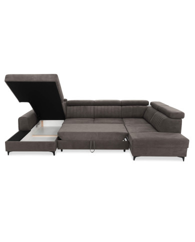 Narożnik Rica U, funkcja spania, pojemnik, regulowane zagłówki, ROBE