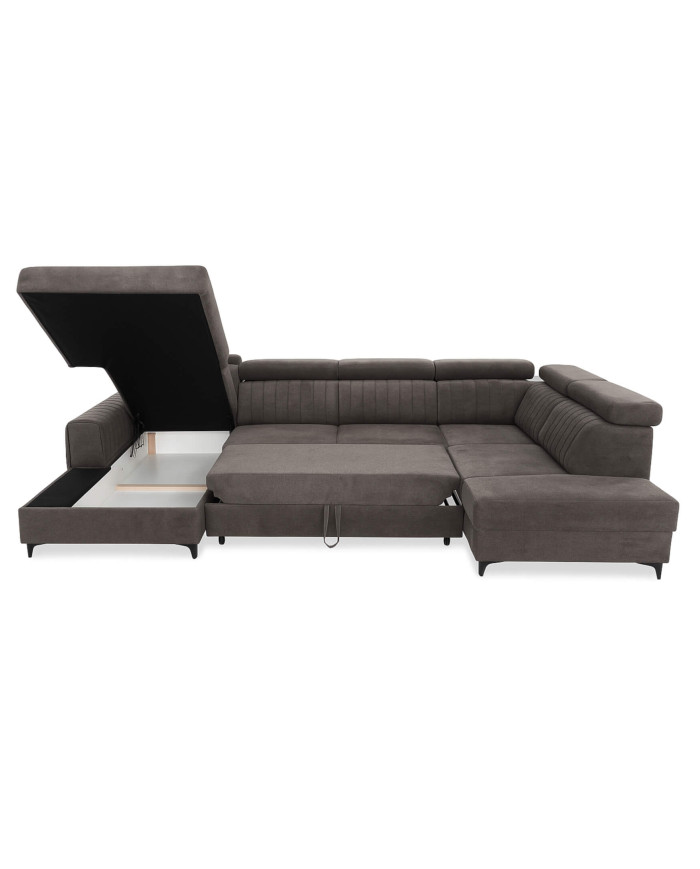 Narożnik Rica U, funkcja spania, pojemnik, regulowane zagłówki, ROBE