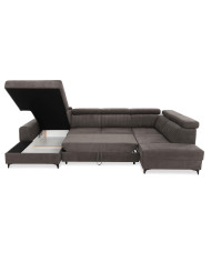 Narożnik Rica U, funkcja spania, pojemnik, regulowane zagłówki, ROBE