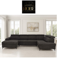 Narożnik Rica U, funkcja spania, pojemnik, regulowane zagłówki, ROBE