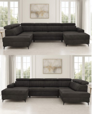 Narożnik Rica U, funkcja spania, pojemnik, regulowane zagłówki, ROBE