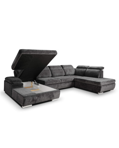 Narożnik Polo U, funkcja spania, pojemnik, regulowane zagłówki, ROBE