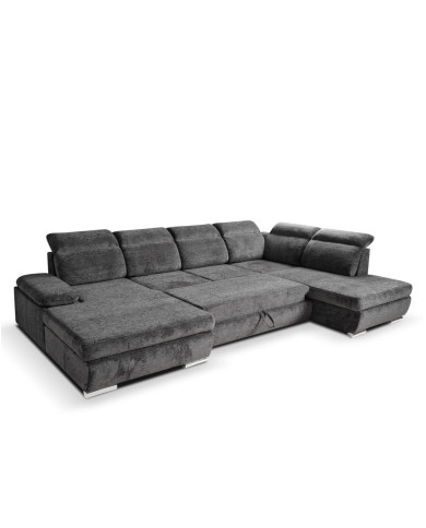 Narożnik Polo U, funkcja spania, pojemnik, regulowane zagłówki, ROBE