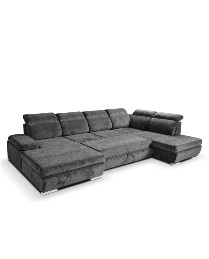 Narożnik Polo U, funkcja spania, pojemnik, regulowane zagłówki, ROBE