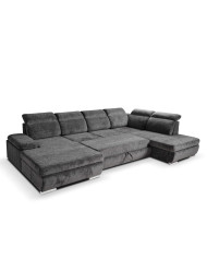 Narożnik Polo U, funkcja spania, pojemnik, regulowane zagłówki, ROBE