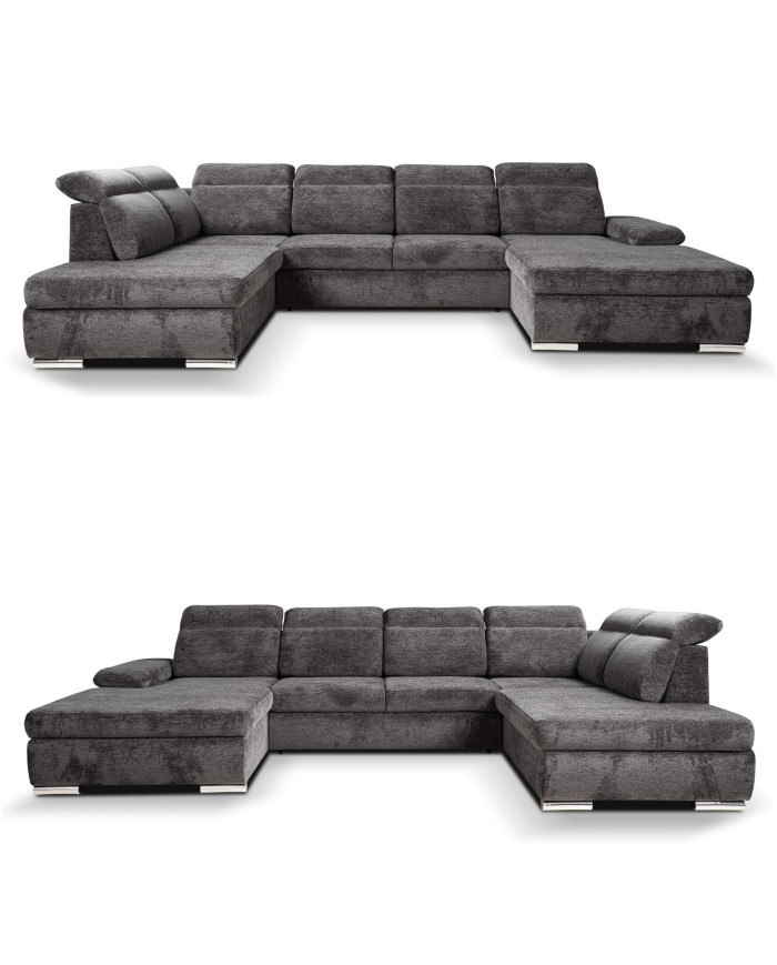 Narożnik Polo U, funkcja spania, pojemnik, regulowane zagłówki, ROBE