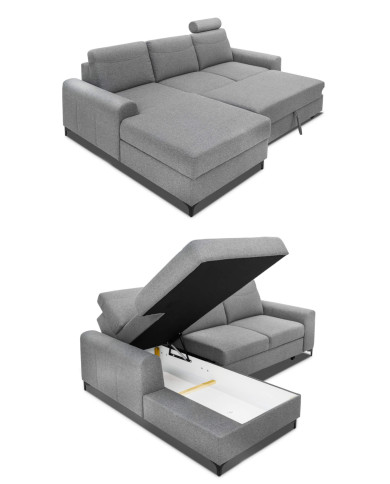 Narożnik Stilo, funkcja spania, pojemnik, przestawny zagłówek, kieszeń boczna, ROBE